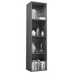 Book Cabinet/TV Cabinet High  Gloss Grey Chipboard