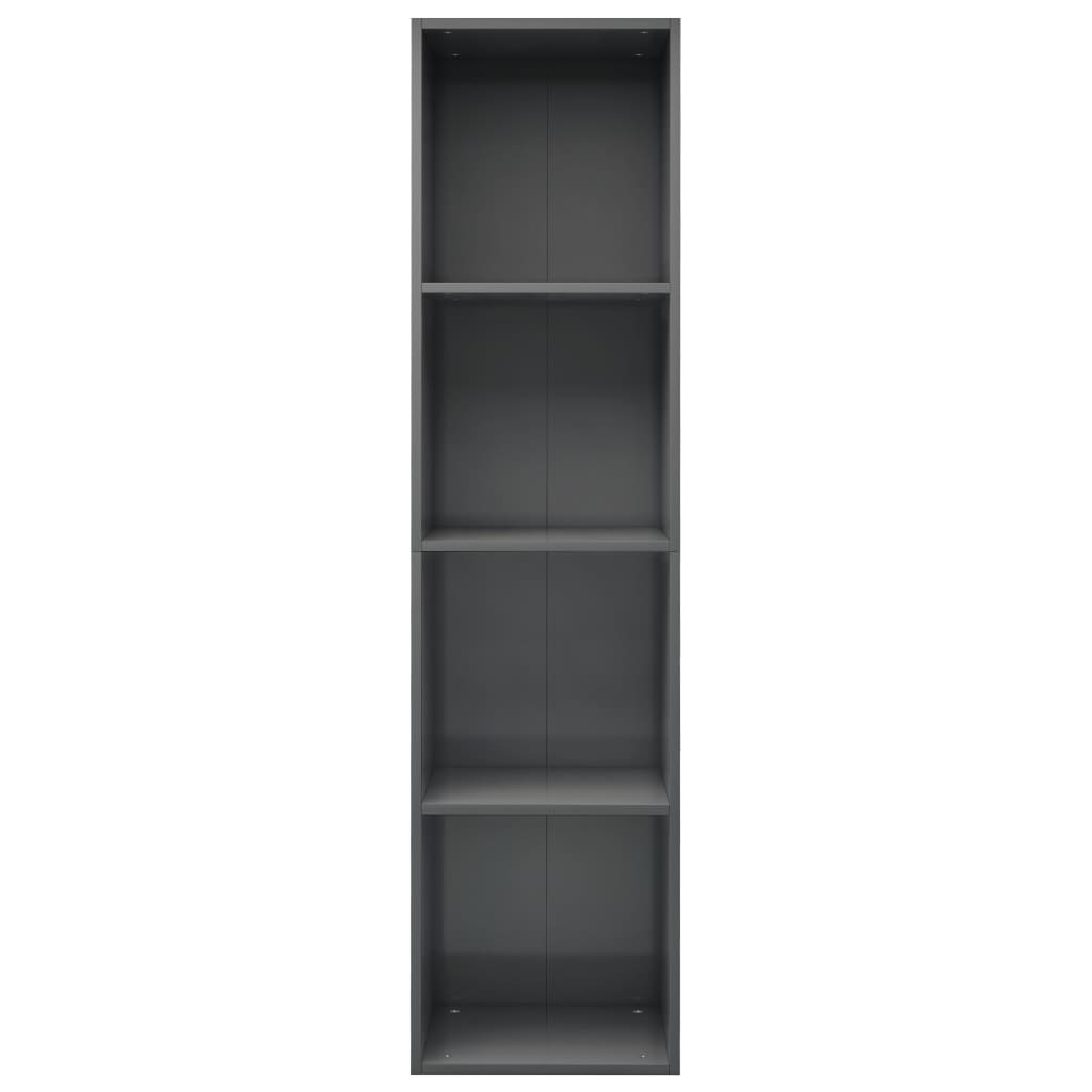 Book Cabinet/TV Cabinet High Gloss Grey Chipboard - 36×30×143cm