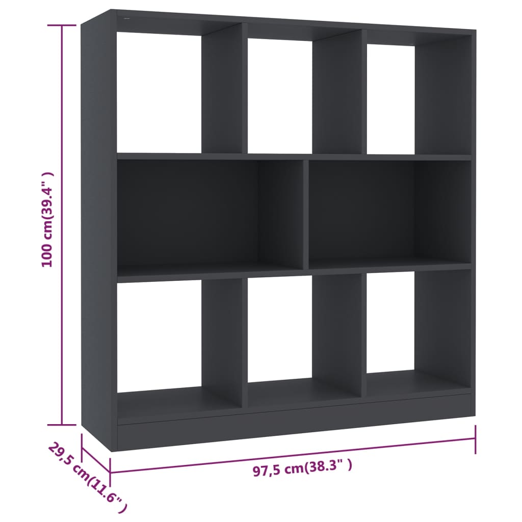 Book Cabinet Grey Chipboard