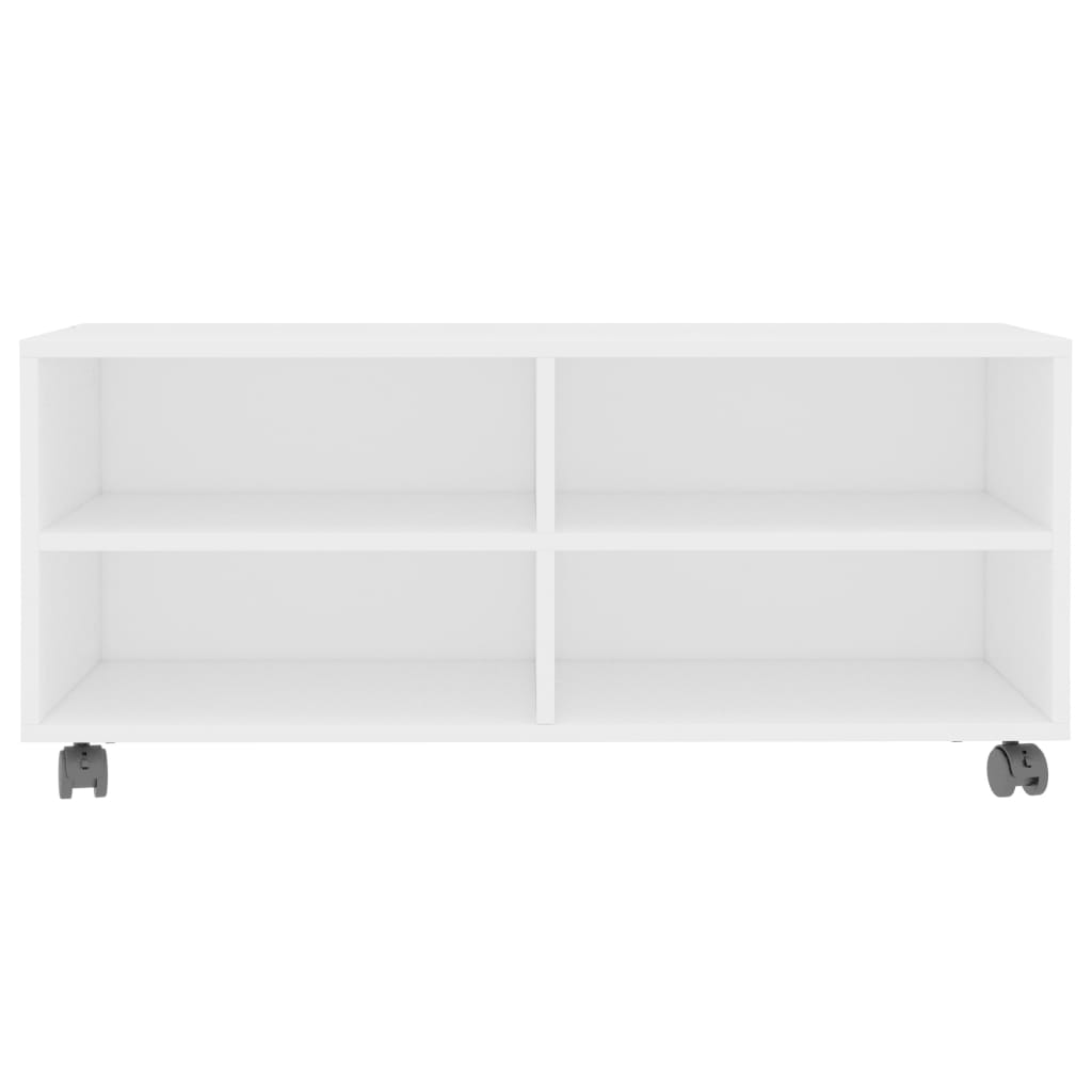 TV Cabinet with Castors White Chipboard