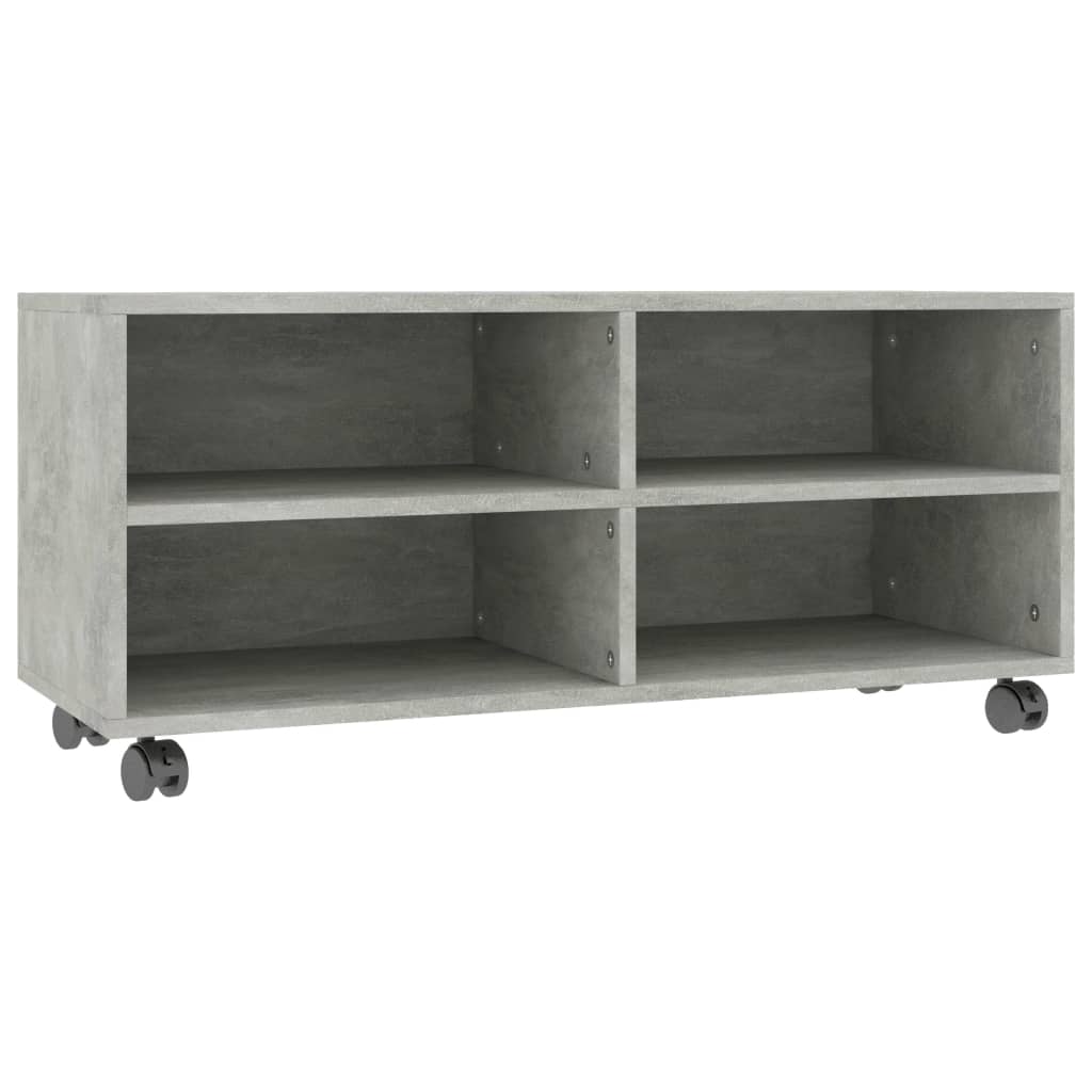 TV Cabinet with Castors Concrete Grey Chipboard