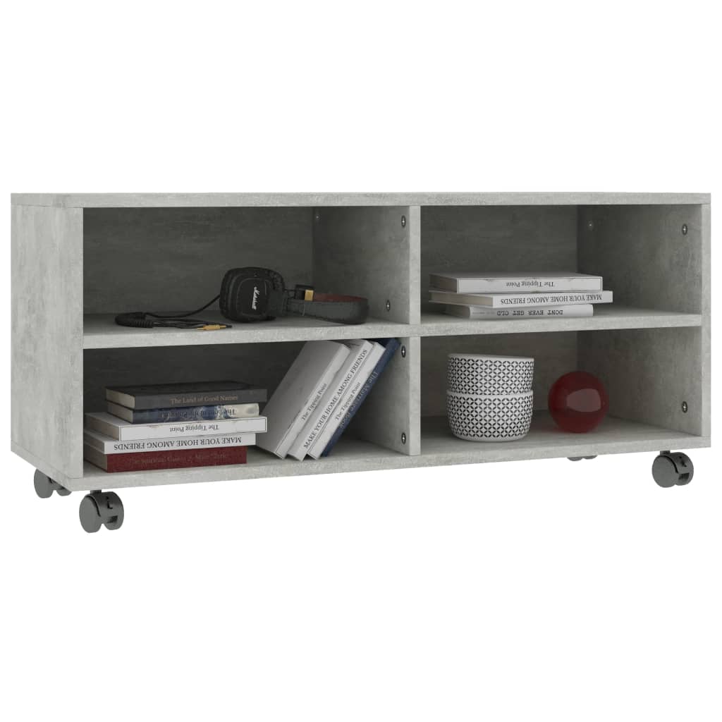 TV Cabinet with Castors Concrete Grey Chipboard