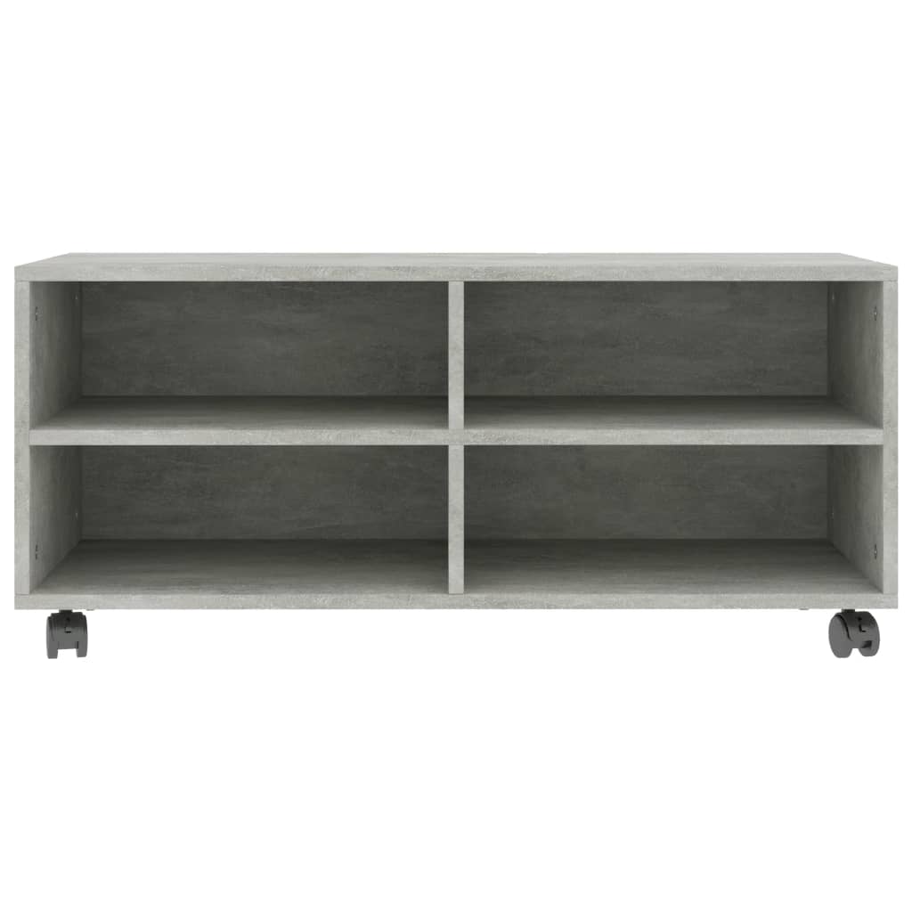 TV Cabinet with Castors Concrete Grey Chipboard