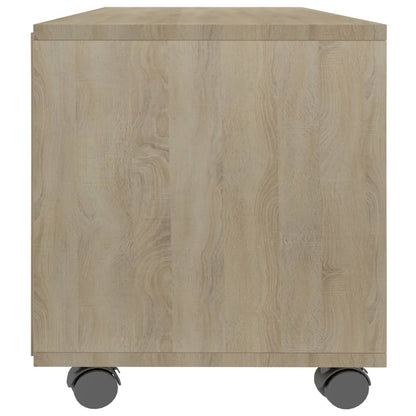 TV Cabinet with Castors White and Sonoma Oak Chipboard