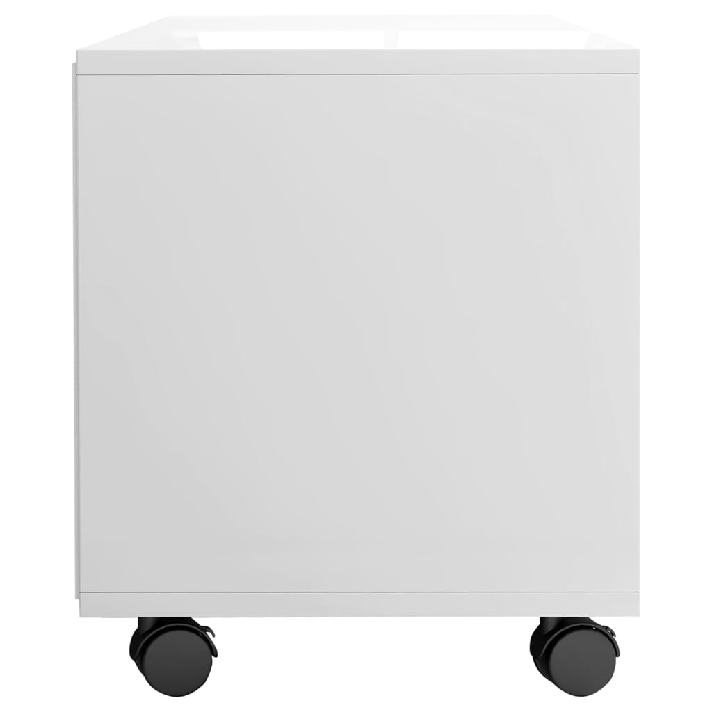 TV Cabinet with Castors High Gloss White Chipboard - 90×35×35cm