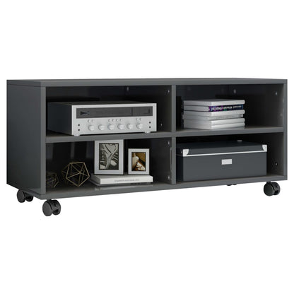 TV Cabinet with Castors High Gloss Grey Chipboard - 90×35×35cm