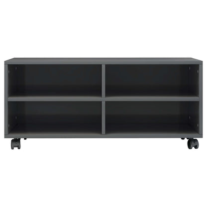 TV Cabinet with Castors High Gloss Grey Chipboard - 90×35×35cm