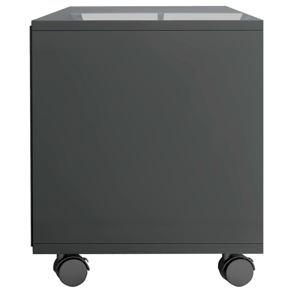 TV Cabinet with Castors High Gloss Grey Chipboard - 90×35×35cm