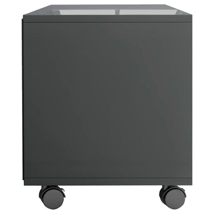 TV Cabinet with Castors High Gloss Grey Chipboard - 90×35×35cm