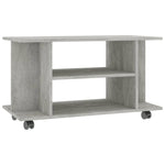 TV Cabinet with  Castors Concrete Grey Chipboard