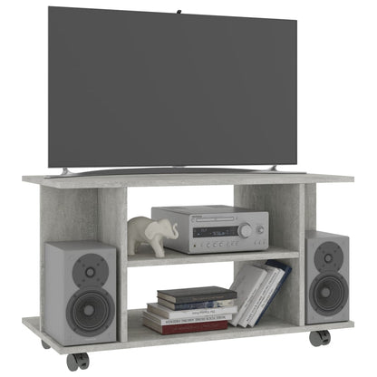 TV Cabinet with  Castors Concrete Grey Chipboard