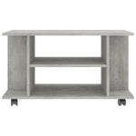 TV Cabinet with  Castors Concrete Grey Chipboard