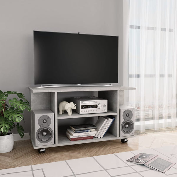  TV Cabinet with  Castors Concrete Grey Chipboard