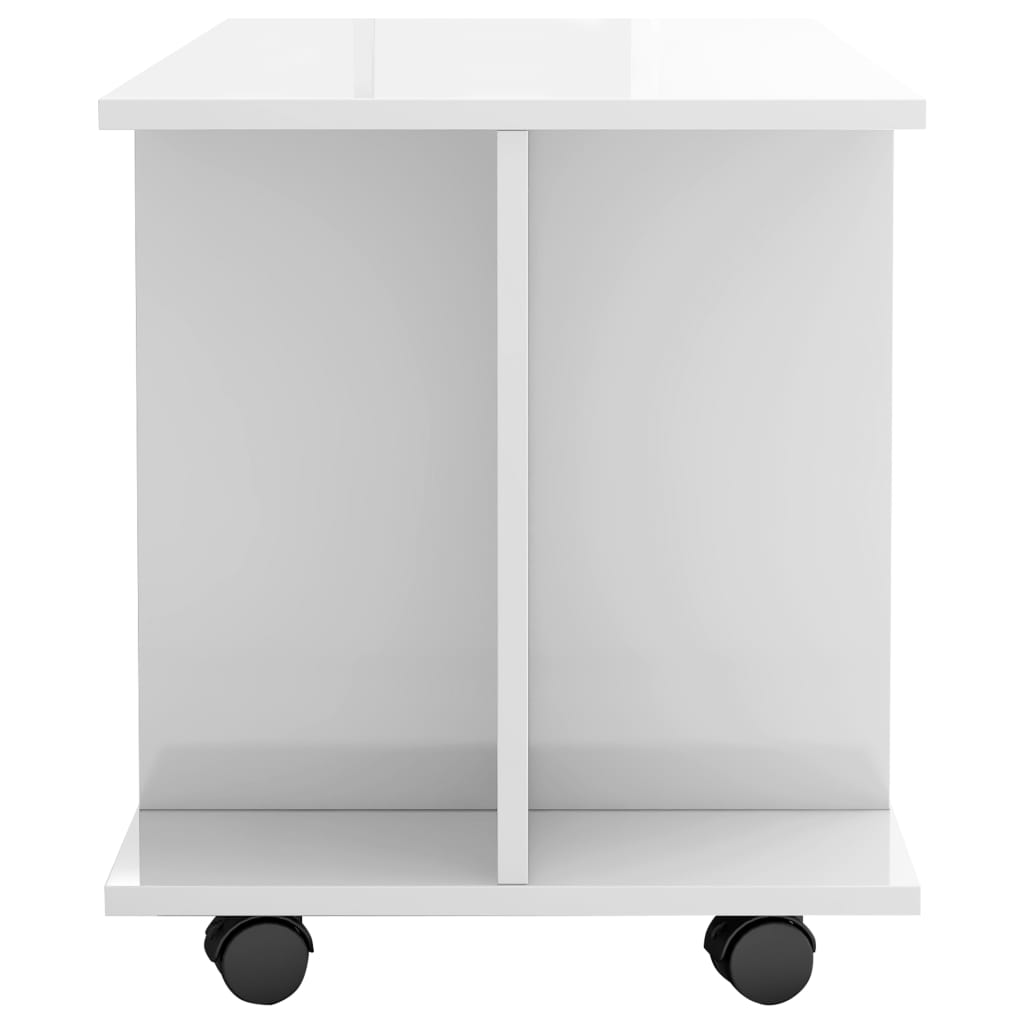 TV Cabinet with Castors High Gloss White Chipboard - 80×40×45cm