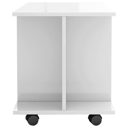 TV Cabinet with Castors High Gloss White Chipboard - 80×40×45cm