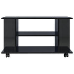 TV Cabinet with Castors High  Gloss Black Chipboard