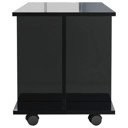 TV Cabinet with Castors High Gloss Black Chipboard - 80×40×40cm