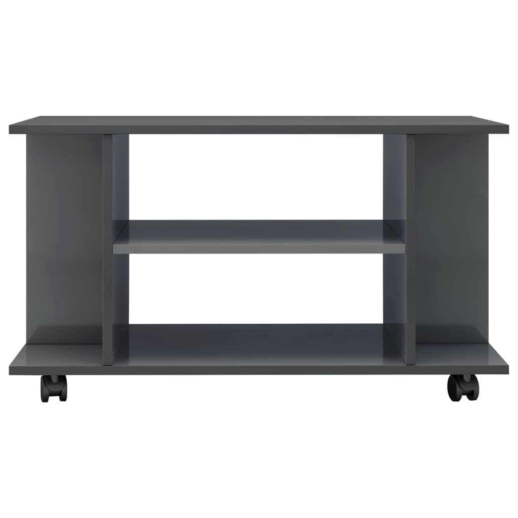 TV Cabinet with Castors High Gloss Grey Chipboard - 80×40×45cm