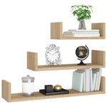 Wall Display Shelf 3 pcs Sonoma Oak Chipboard