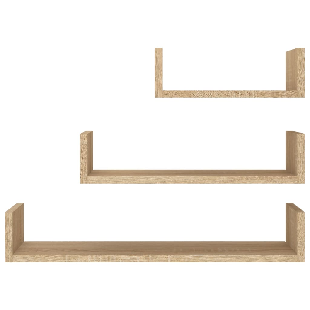Wall Display Shelf 3 pcs Sonoma Oak Chipboard