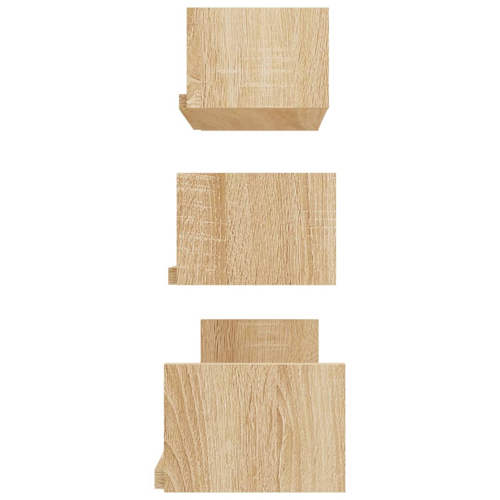 Wall Display Shelf 3 pcs Sonoma Oak Chipboard