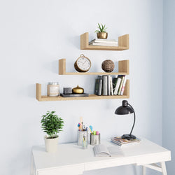 Wall Display Shelf 3 pcs Sonoma Oak Chipboard