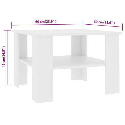 Coffee Table White Chipboard - 60×60×42cm
