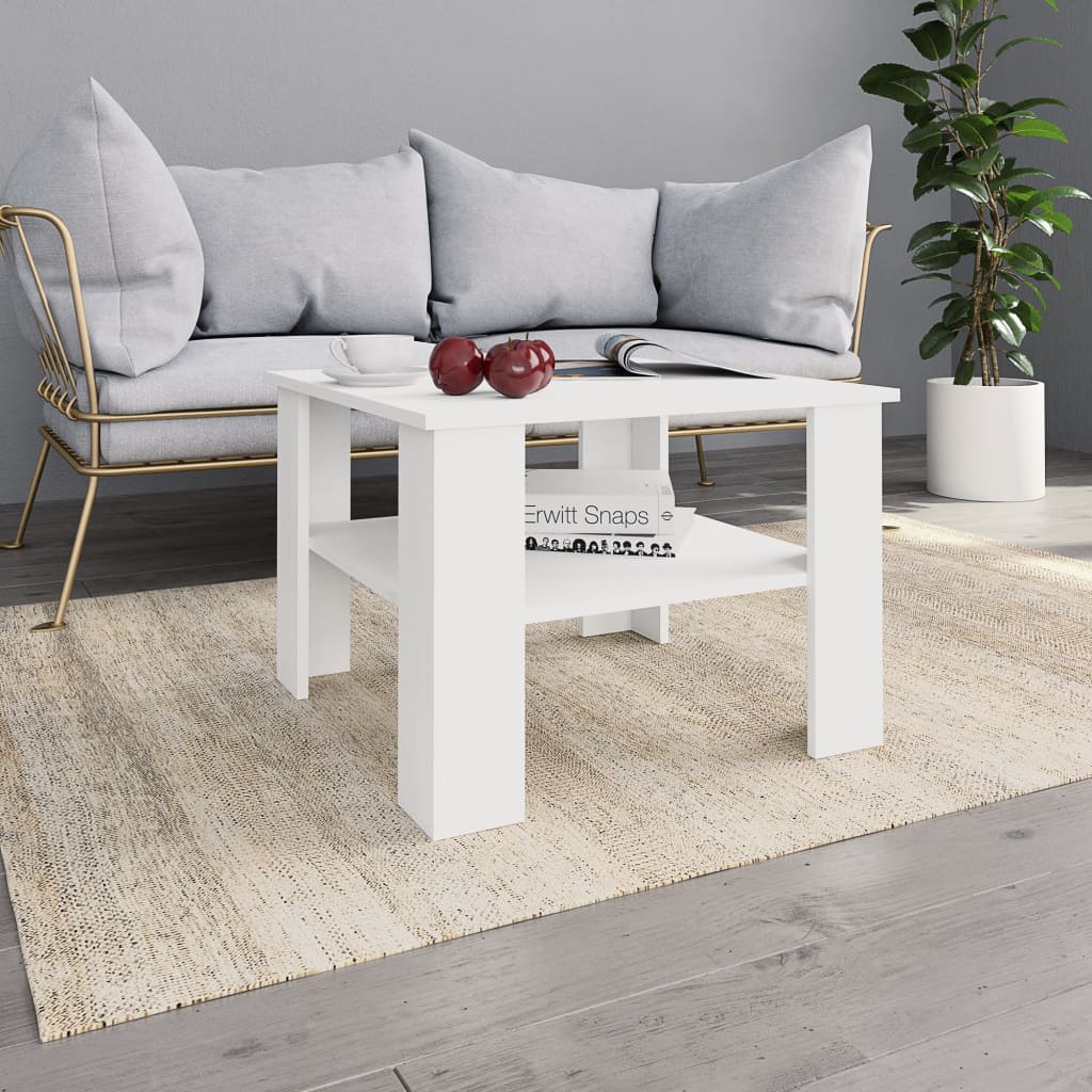 Coffee Table White Chipboard - 60×60×42cm