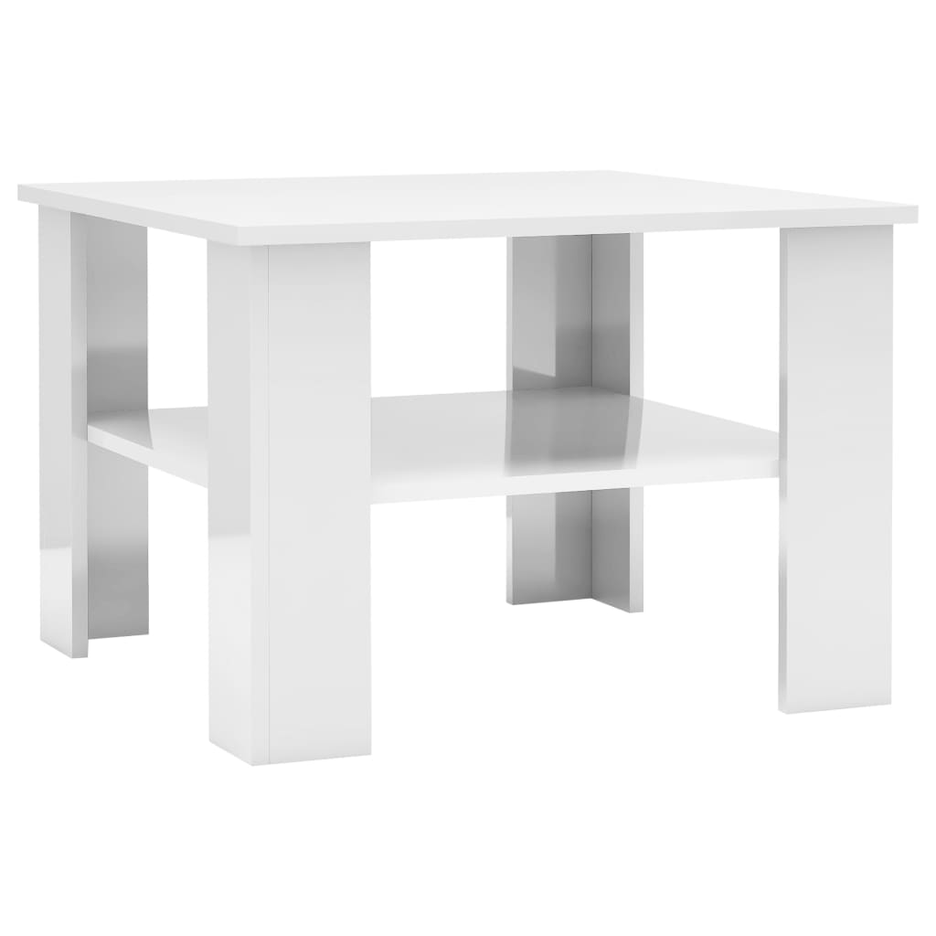 Coffee Table High Gloss White Chipboard - 60×60×42cm