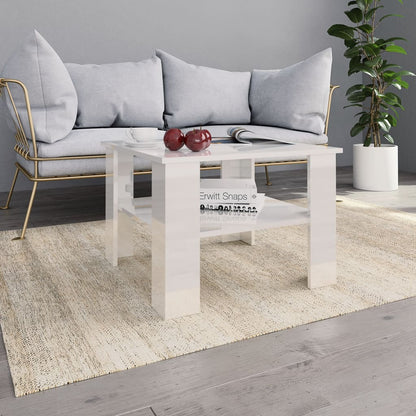 Coffee Table High Gloss White Chipboard - 60×60×42cm