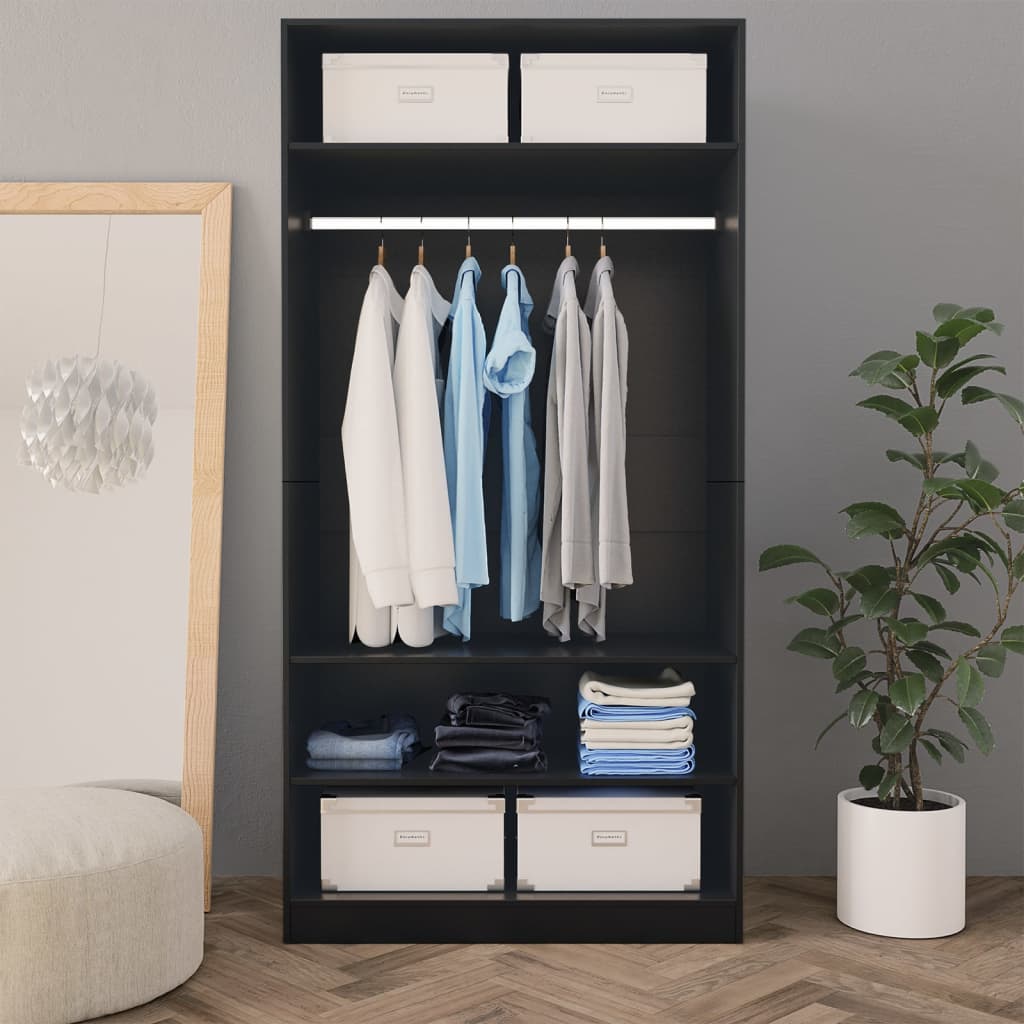 Wardrobe Black Chipboard - 100×50×200cm