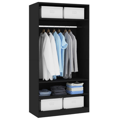 Wardrobe Black Chipboard - 100×50×200cm