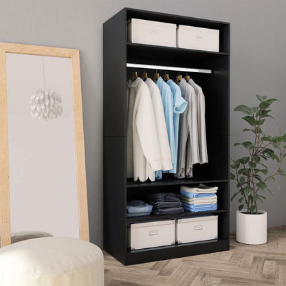 Wardrobe Black Chipboard - 100×50×200cm