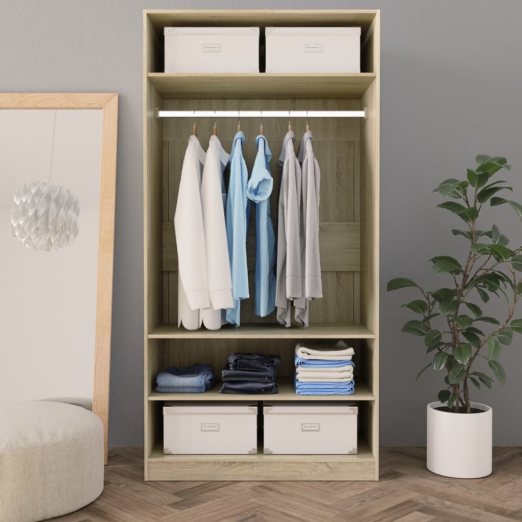 Wardrobe Sonoma Oak Chipboard - 100×50×200cm