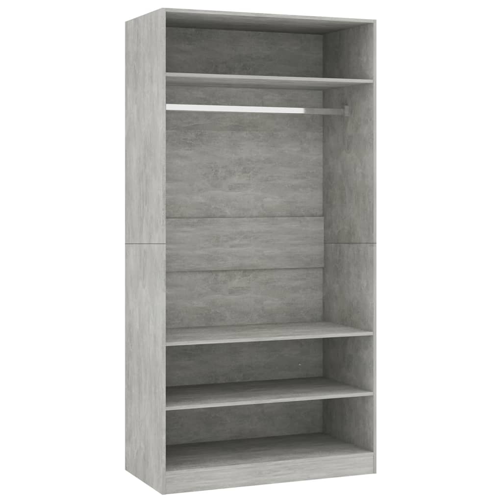 Wardrobe Concrete Grey Chipboard - 100×50×200cm