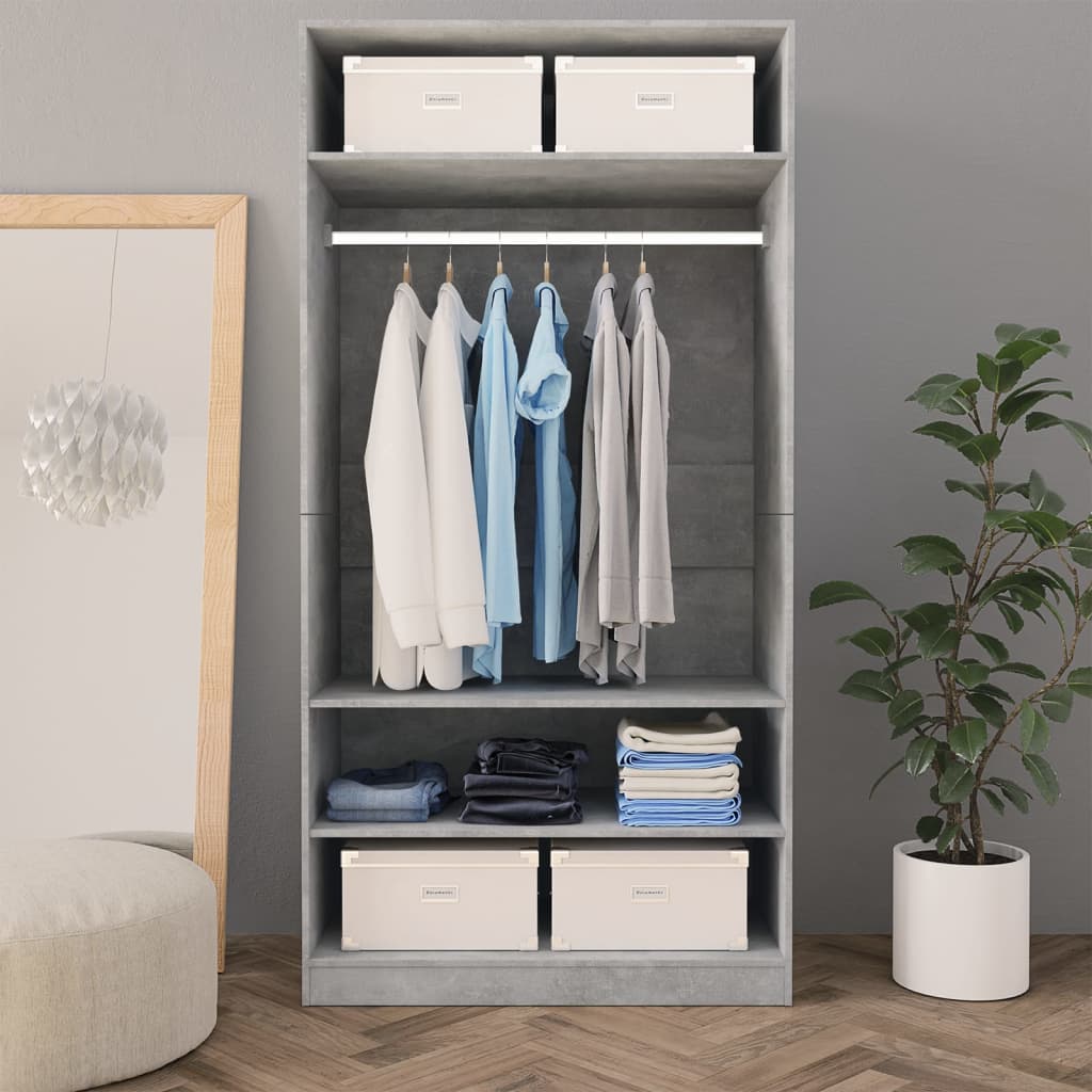 Wardrobe Concrete Grey Chipboard - 100×50×200cm