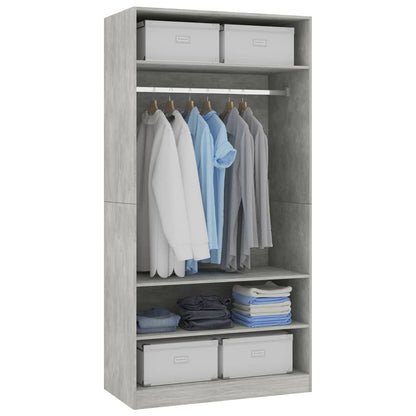 Wardrobe Concrete Grey Chipboard - 100×50×200cm
