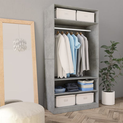 Wardrobe Concrete Grey Chipboard - 100×50×200cm