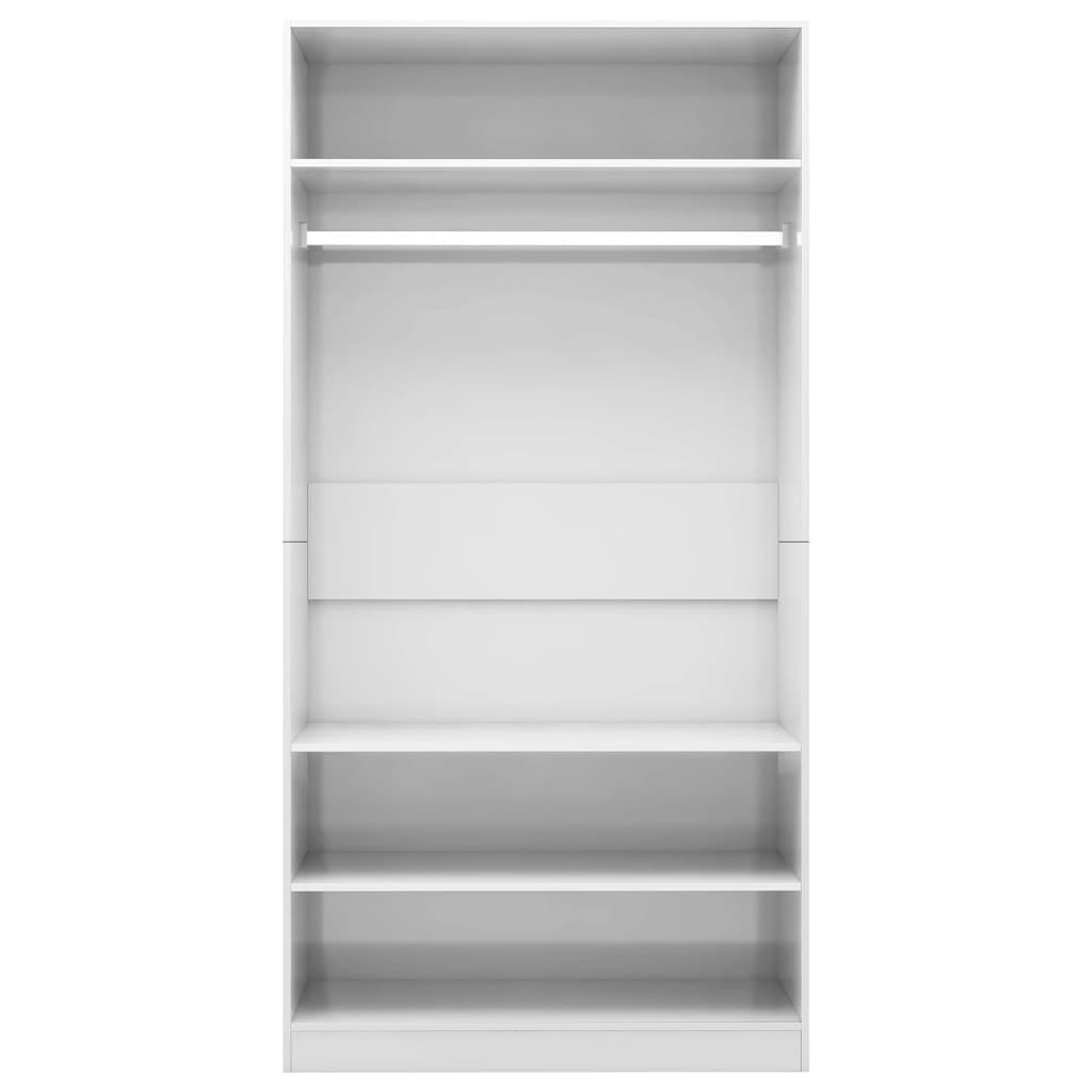 Wardrobe High Gloss White Chipboard - 100×50×200cm