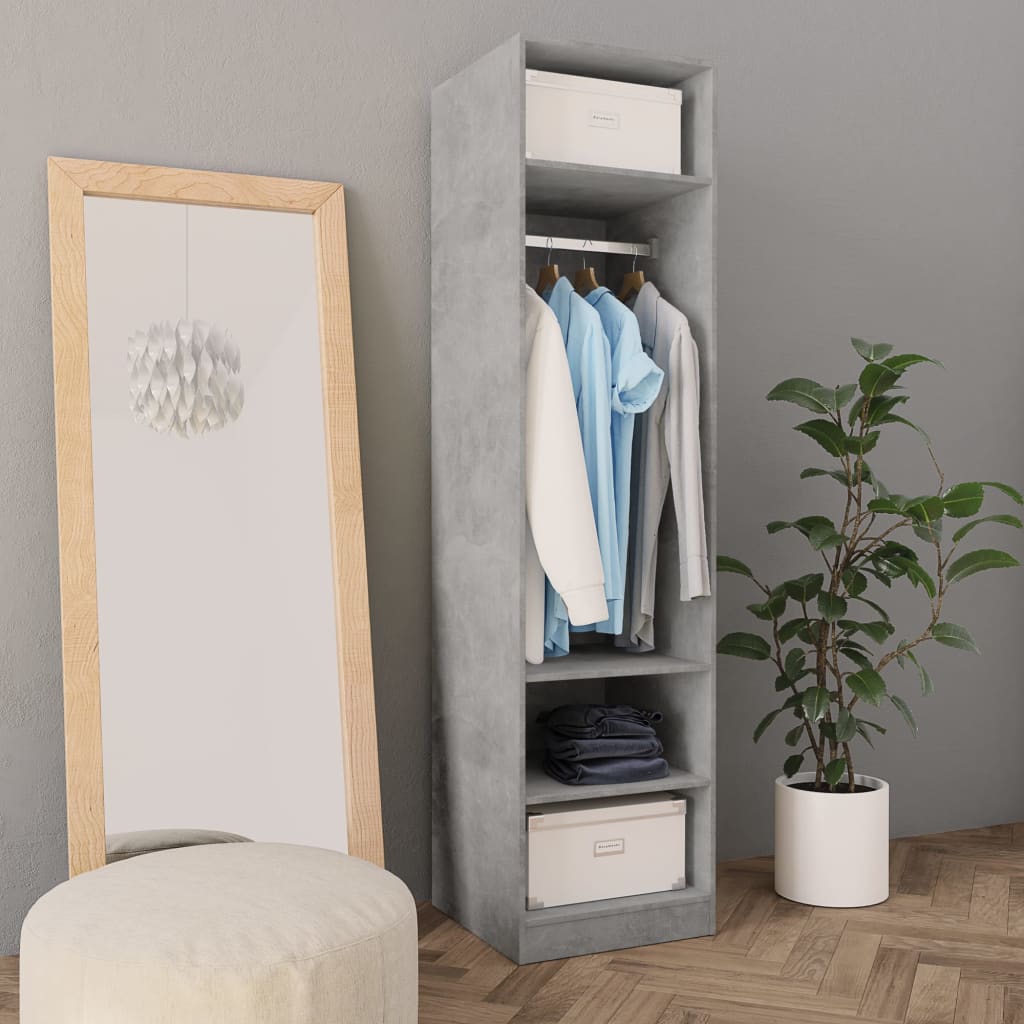 Wardrobe Concrete Grey Chipboard - 50×50×200cm