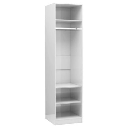 Wardrobe High Gloss White Chipboard - 50×50×200cm