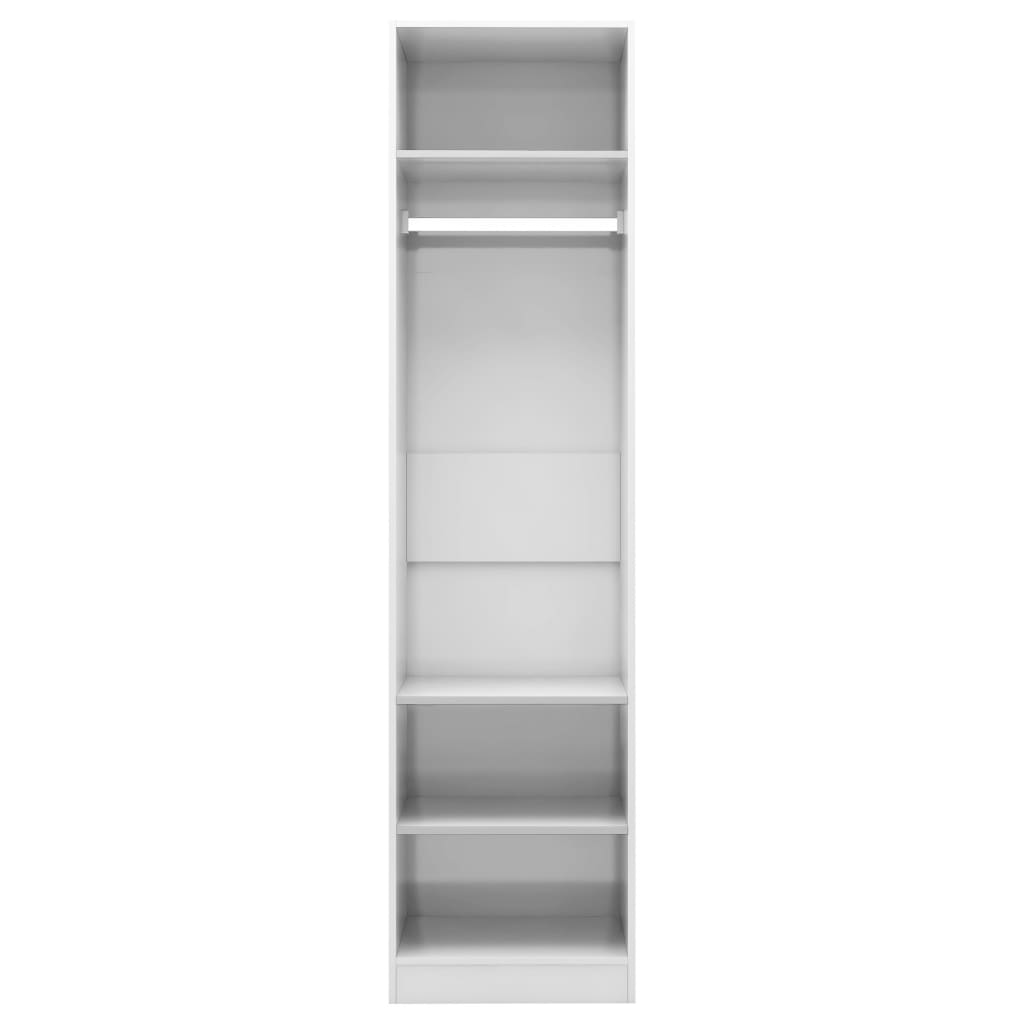 Wardrobe High Gloss White Chipboard - 50×50×200cm