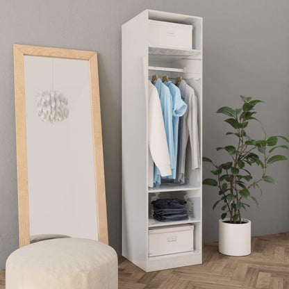 Wardrobe High Gloss White Chipboard - 50×50×200cm