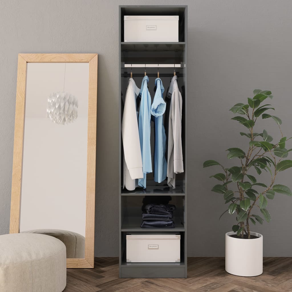 Wardrobe High Gloss Grey  Chipboard