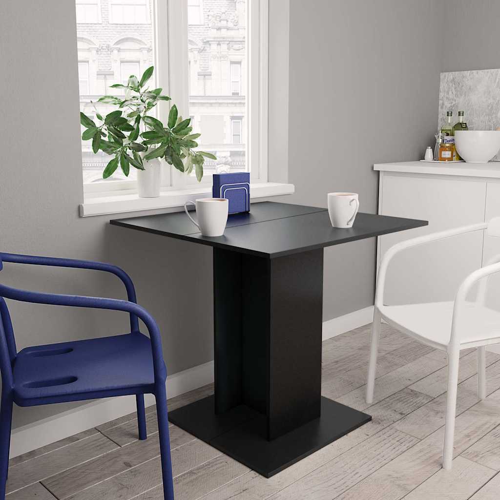 Dining Table Black Chipboard - 80×80×75cm