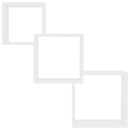 Cube Wall Shelves White Chipboard