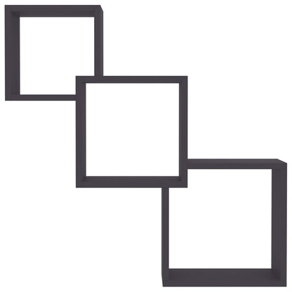 Cube Wall Shelves Grey Chipboard