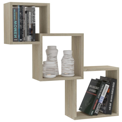 Cube Wall Shelves Sonoma Oak Chipboard
