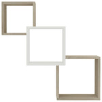 Cube Wall Shelves White and Sonoma Oak Chipboard