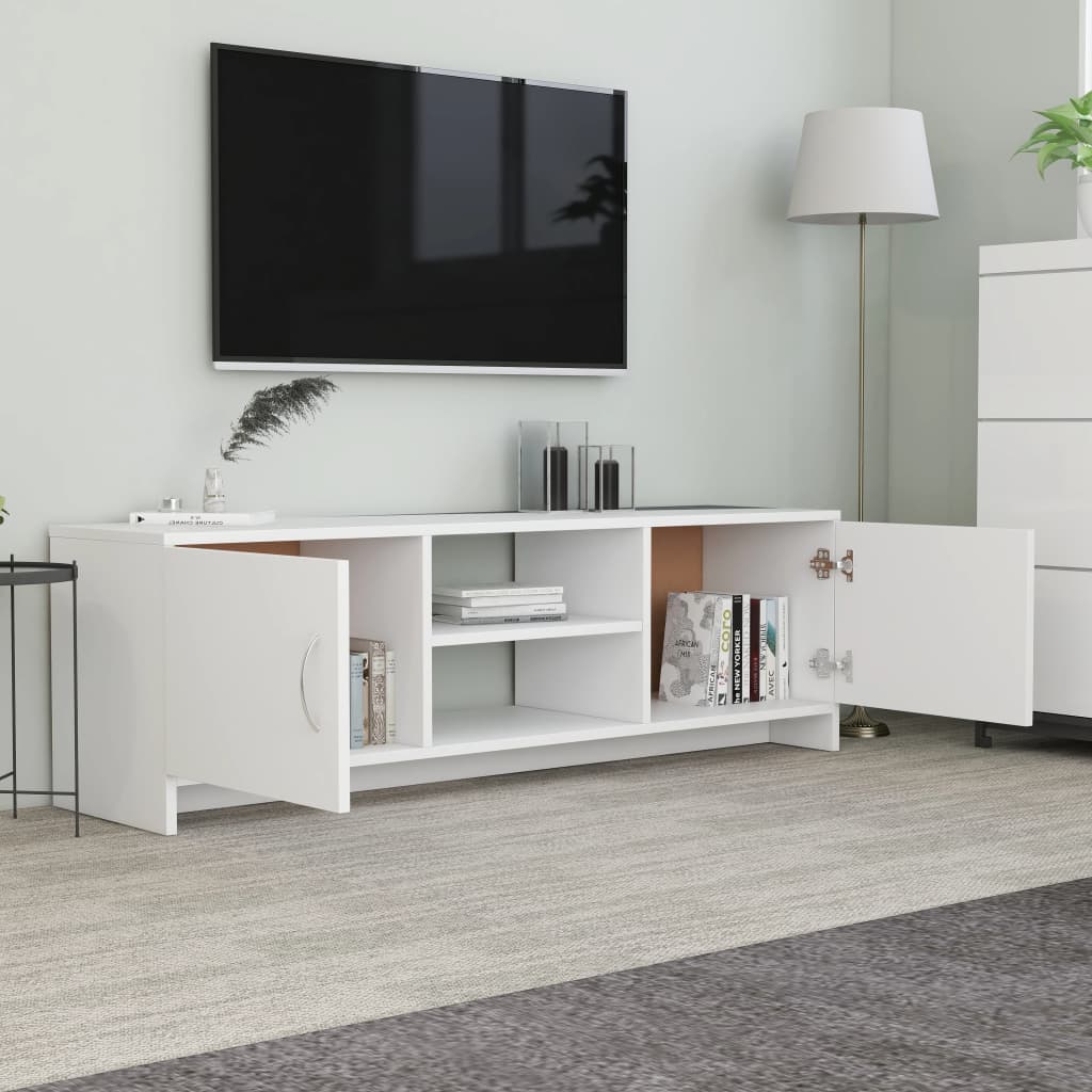 TV Cabinet White - Chipboard - 120×30×37.5cm